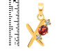 Garnet & White Topaz Alphabet X Pendant GAR-RDA-76.