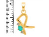 Green Onyx & White Topaz Alphabet R Pendant GRO-RDA-18.
