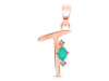 Green Onyx & White Topaz Alphabet T Pendant GRO-RDA-20.