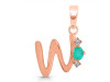 Green Onyx & White Topaz Alphabet W Pendant GRO-RDA-23.