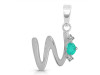 Green Onyx & White Topaz Alphabet W Pendant GRO-RDA-23.