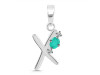 Green Onyx & White Topaz Alphabet X Pendant GRO-RDA-24.