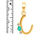 Green Onyx & White Topaz Alphabet C Pendant GRO-RDA-3.