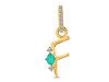Green Onyx & White Topaz Alphabet F Pendant GRO-RDA-32.