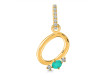 Green Onyx & White Topaz Alphabet O Pendant GRO-RDA-41.