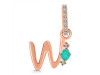 Green Onyx & White Topaz Alphabet W Pendant GRO-RDA-49.