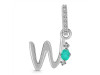 Green Onyx & White Topaz Alphabet W Pendant GRO-RDA-49.
