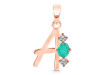 Green Onyx & White Topaz Alphabet A Pendant GRO-RDA-53.
