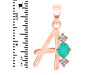 Green Onyx & White Topaz Alphabet A Pendant GRO-RDA-53.