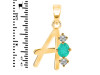 Green Onyx & White Topaz Alphabet A Pendant GRO-RDA-53.