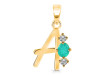Green Onyx & White Topaz Alphabet A Pendant GRO-RDA-53.