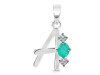 Green Onyx & White Topaz Alphabet A Pendant GRO-RDA-53.
