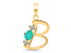 Green Onyx & White Topaz Alphabet B Pendant GRO-RDA-54.