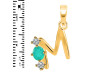 Green Onyx & White Topaz Alphabet M Pendant GRO-RDA-65.