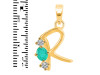 Green Onyx & White Topaz Alphabet R Pendant GRO-RDA-70.