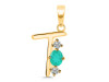 Green Onyx & White Topaz Alphabet T Pendant GRO-RDA-72.