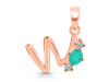 Green Onyx & White Topaz Alphabet W Pendant GRO-RDA-75.