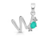 Green Onyx & White Topaz Alphabet W Pendant GRO-RDA-75.
