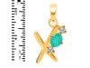 Green Onyx & White Topaz Alphabet X Pendant GRO-RDA-76.