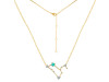 Leo Zodiac Star Constellation Green Onyx & White Topaz Necklace GRO-RDN-493.