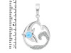 Larimar & White Topaz Dolphin & Waves Pendant LAR-RUP-20.