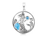 Larimar & Blue Topaz Mermaid & Fish Pendant LAR-RUP-57.