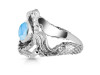 Larimar Mermaid & Oyster Ring LAR-RUR-14.