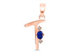 Lapis & White Topaz Alphabet T Pendant LLP-RDA-20.