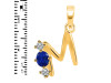 Lapis & White Topaz Alphabet M Pendant LLP-RDA-65.