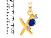 Lapis & White Topaz Alphabet X Pendant LLP-RDA-76.
