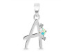 Opal & White Topaz Alphabet A Pendant OPL-RDA-1.