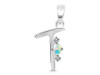 Opal & White Topaz Alphabet T Pendant OPL-RDA-20.