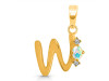Opal & White Topaz Alphabet W Pendant OPL-RDA-23.