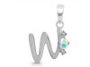 Opal & White Topaz Alphabet W Pendant OPL-RDA-23.