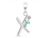 Opal & White Topaz Alphabet X Pendant OPL-RDA-24.