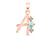 Opal & White Topaz Alphabet A Pendant OPL-RDA-53.