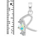 Opal & White Topaz Alphabet R Pendant OPL-RDA-70.