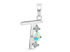 Opal & White Topaz Alphabet T Pendant OPL-RDA-72.