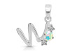 Opal & White Topaz Alphabet W Pendant OPL-RDA-75.