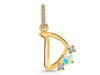 Opal & White Topaz Alphabet D Pendant OPL-RDA-82.