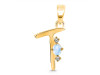 Moonstone & White Topaz Alphabet T Pendant RBM-RDA-20.