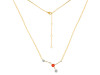 cancer Zodiac Star Constellation Red Onyx & White Topaz Necklace ROX-RDN-486.