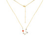 Aquarius Zodiac Star Constellation Red Onyx & White Topaz Necklace ROX-RDN-487.