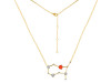 Gemini Zodiac Star Constellation Red Onyx & White Topaz Necklace ROX-RDN-490.