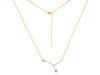 cancer Zodiac Star Constellation Rose Quartz & White Topaz Necklace RSQ-RDN-486.