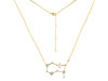 Gemini Zodiac Star Constellation Rose Quartz & White Topaz Necklace RSQ-RDN-490.