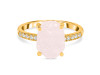 Rose Quartz Raw Crystal & White Topaz Ring RSQ-RR-397.