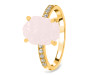 Rose Quartz Raw Crystal & White Topaz Ring RSQ-RR-397.
