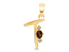Smoky & White Topaz Alphabet T Pendant SMY-RDA-20.