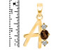 Smoky & White Topaz Alphabet A Pendant SMY-RDA-53.